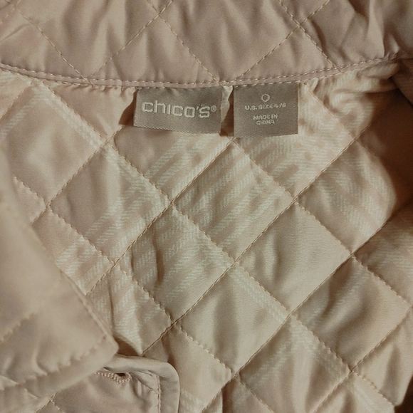 Chico's blush lightweight quilted jacket sz 0 - Picture 9 of 11